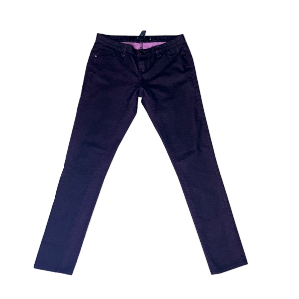 Vintage 90s y2k low rise iridescent skinny jeans waist measurement 31 colr plum